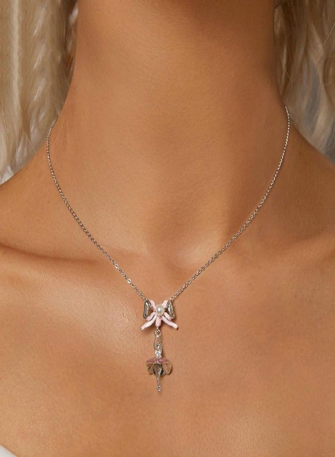 LAMOONY Ballet Dancer Charm 925 Sterling Silver Pink Ribbon Pendant for Pandora Charm Bracelet Gift for Anniversary Birthday Christmas Day (B) - Image 5
